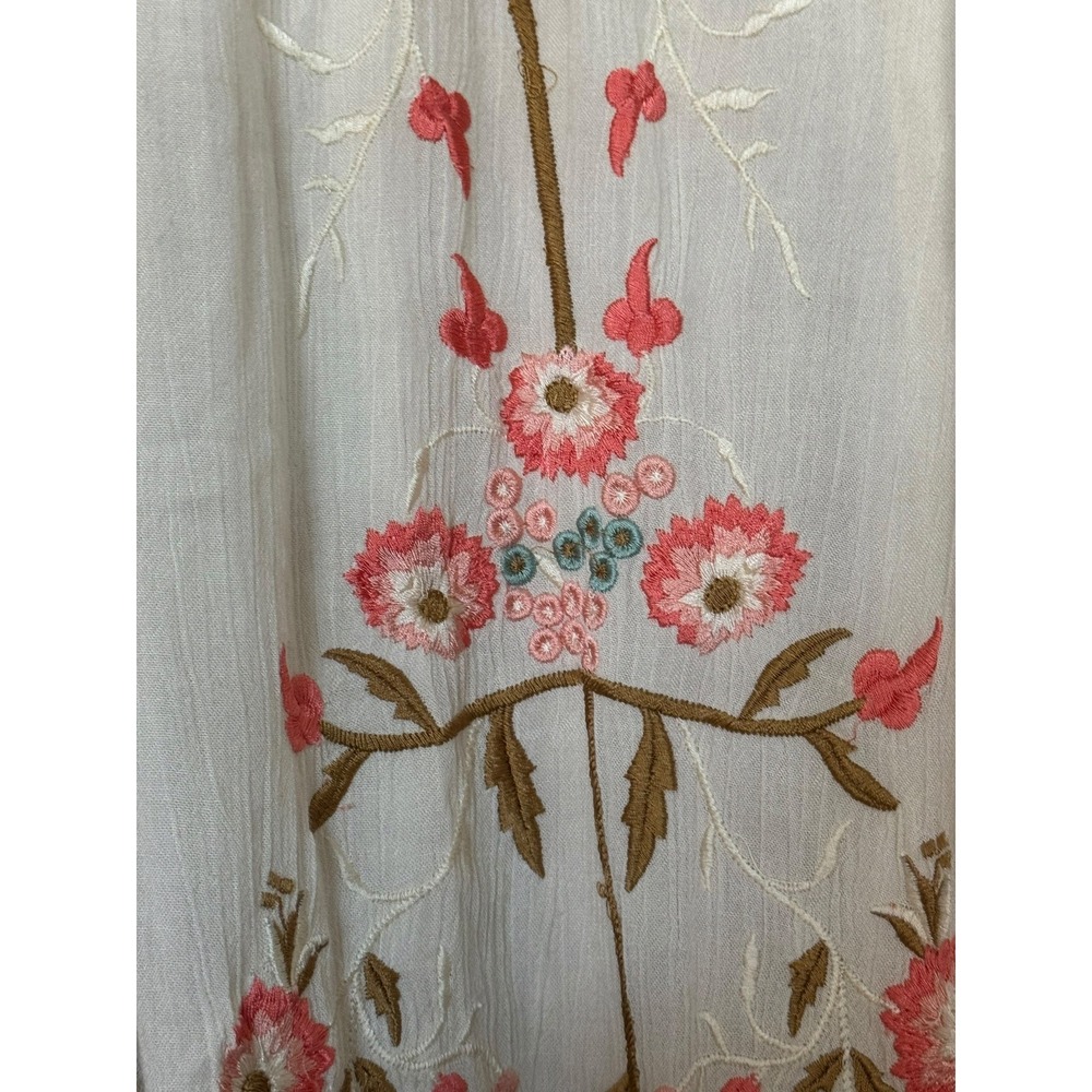 Free People Embroidered Lace Tiger Lily Peasant Blouse Ivory Floral Top M Boho - Picture 7 of 14